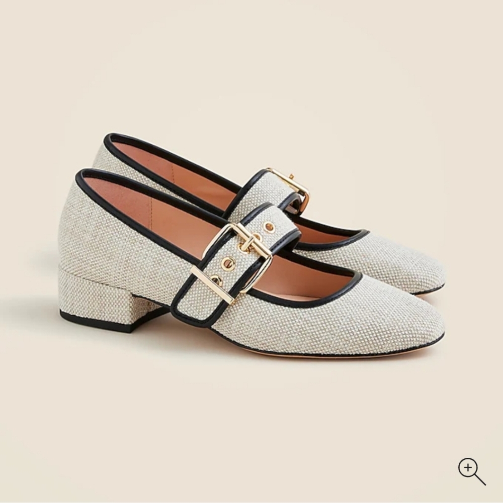 J Crew Teagan Mary Jane heels in Spanish canvas Size 10.5 NEW!